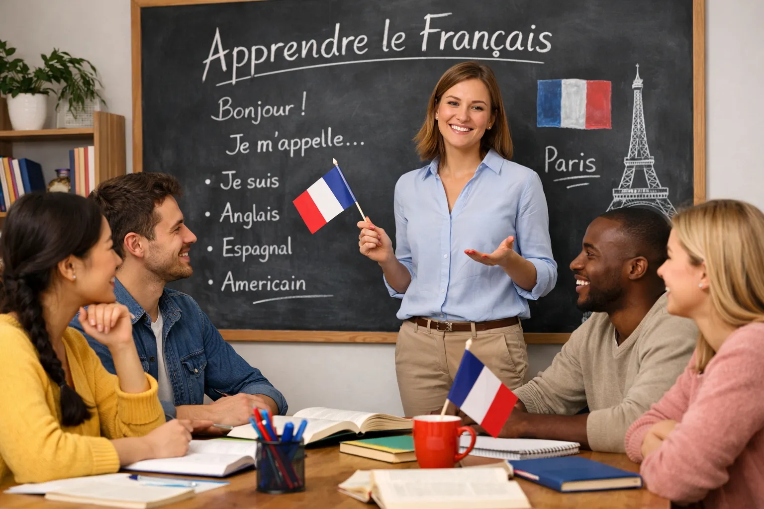 Personas aprendiendo francés en París, curso de francés para principiantes